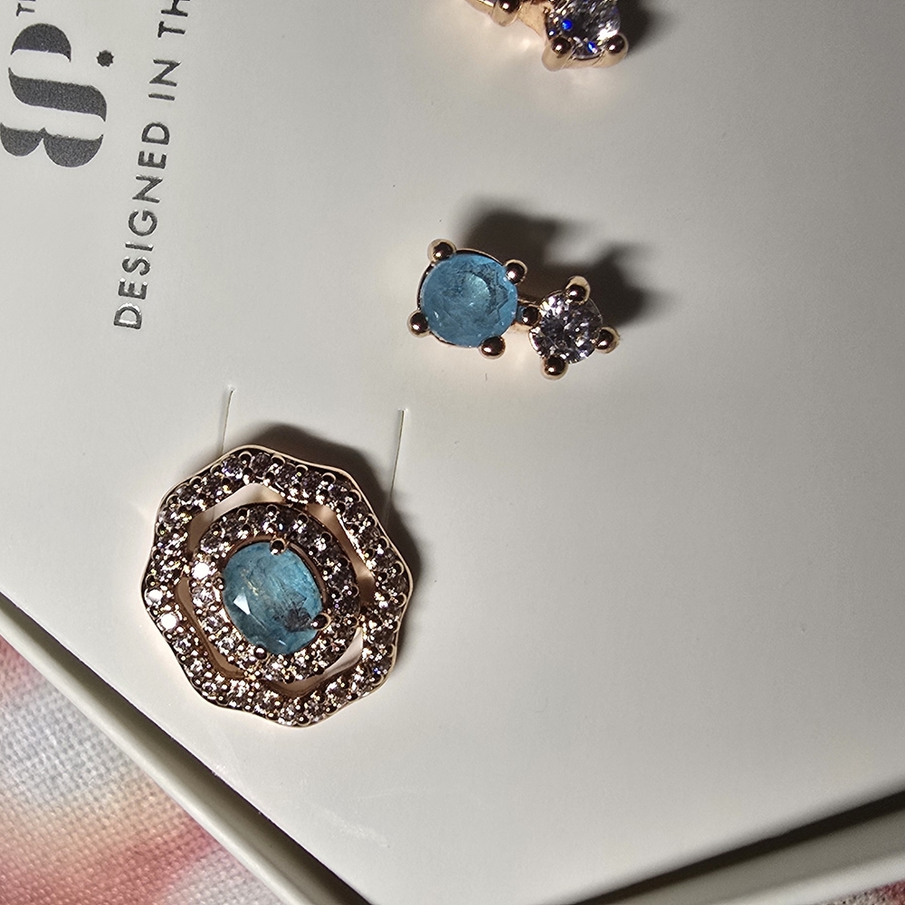 Elegant Blue and Rose Gold Women's Earrings